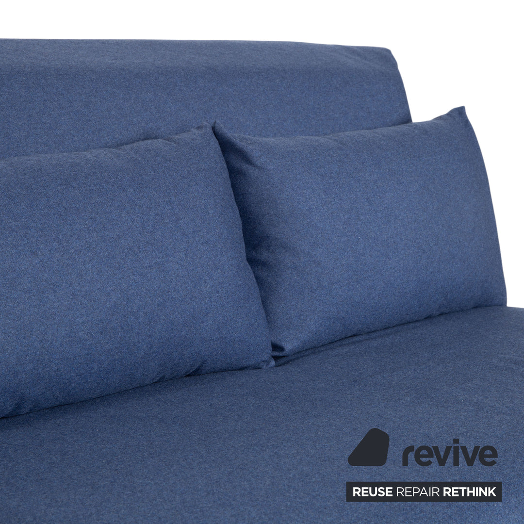 Ligne Roset Multy Zweisitzer Stoff Filz Blau manuelle Schlaffunktion Sofa Couch Neubezug