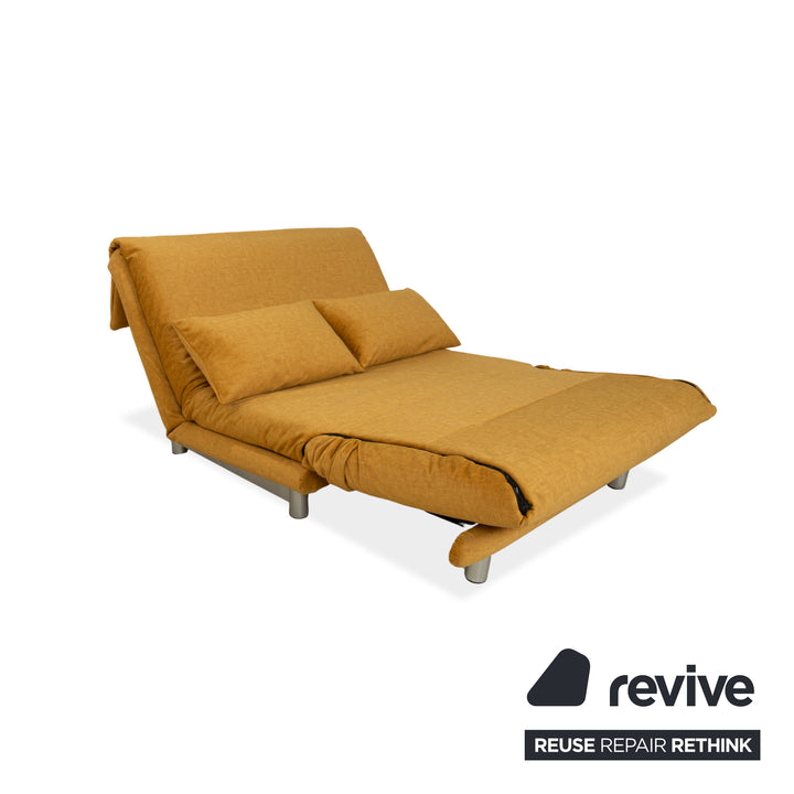 Ligne Roset Multy Zweisitzer Stoff Gelb Gold manuelle Schlaffunktion Sofa Couch Neubezug