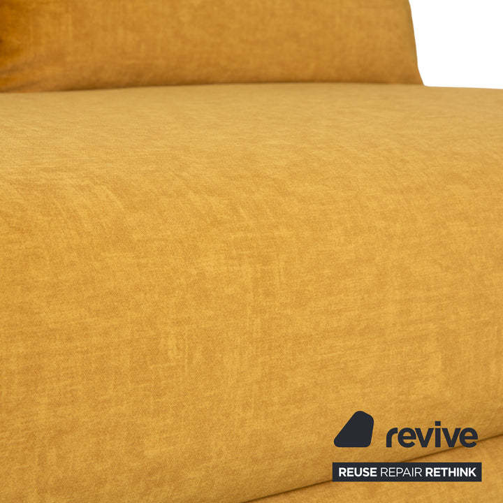 Ligne Roset Multy two-seater fabric yellow gold manual sleeper function sofa couch reupholstery