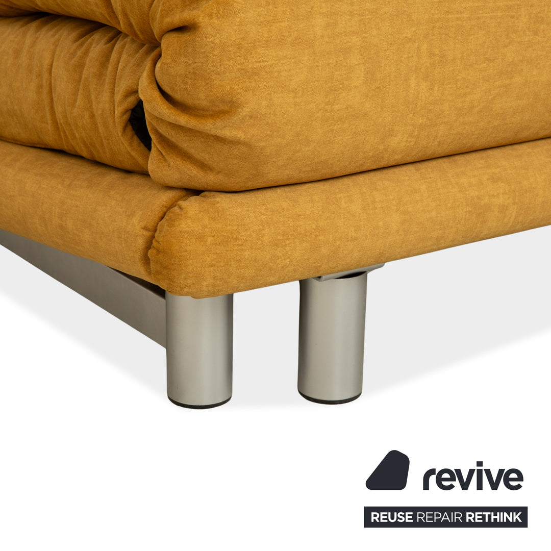 Ligne Roset Multy Zweisitzer Stoff Gelb Gold manuelle Schlaffunktion Sofa Couch Neubezug