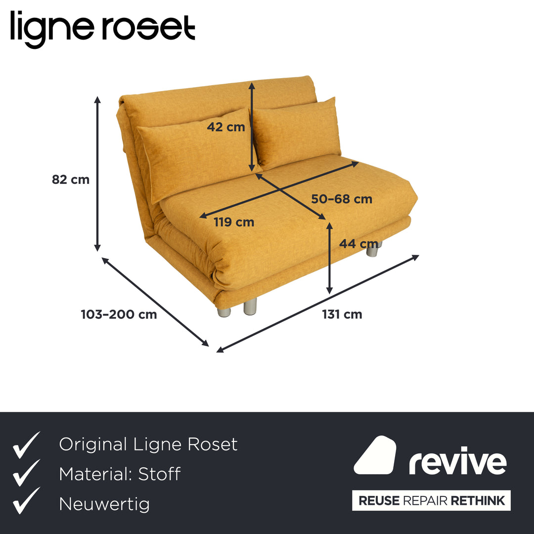Ligne Roset Multy Zweisitzer Stoff Gelb Gold manuelle Schlaffunktion Sofa Couch Neubezug