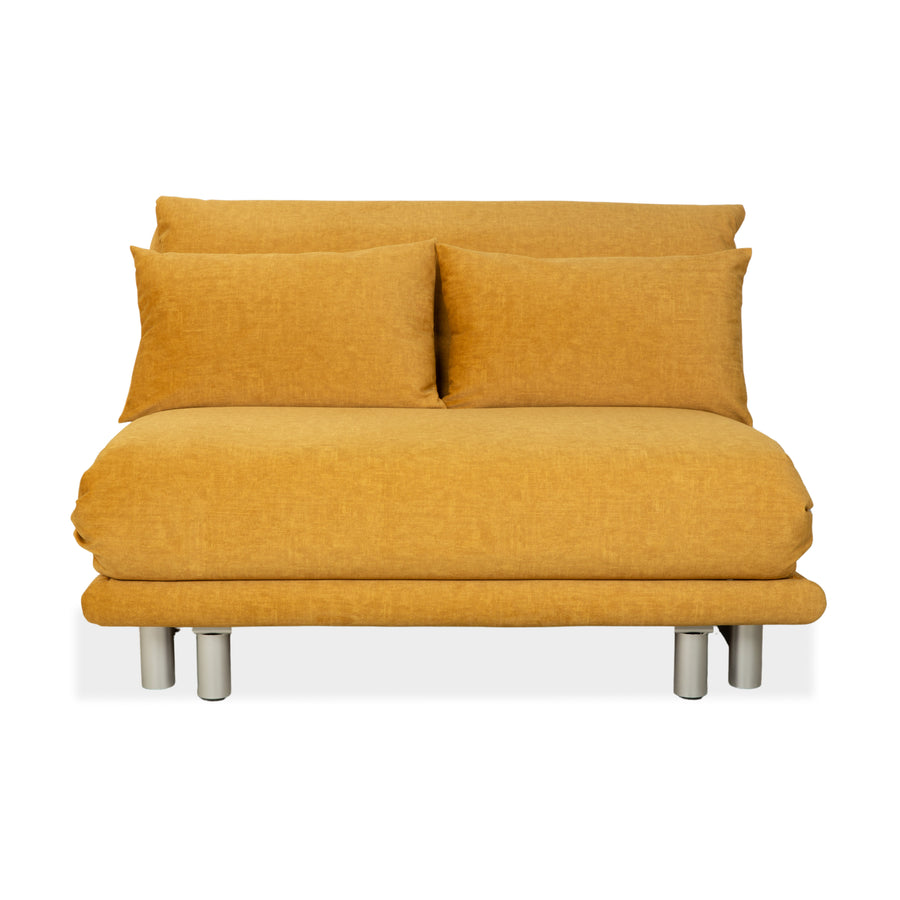 Ligne Roset Multy Zweisitzer Stoff Gelb Gold manuelle Schlaffunktion Sofa Couch Neubezug