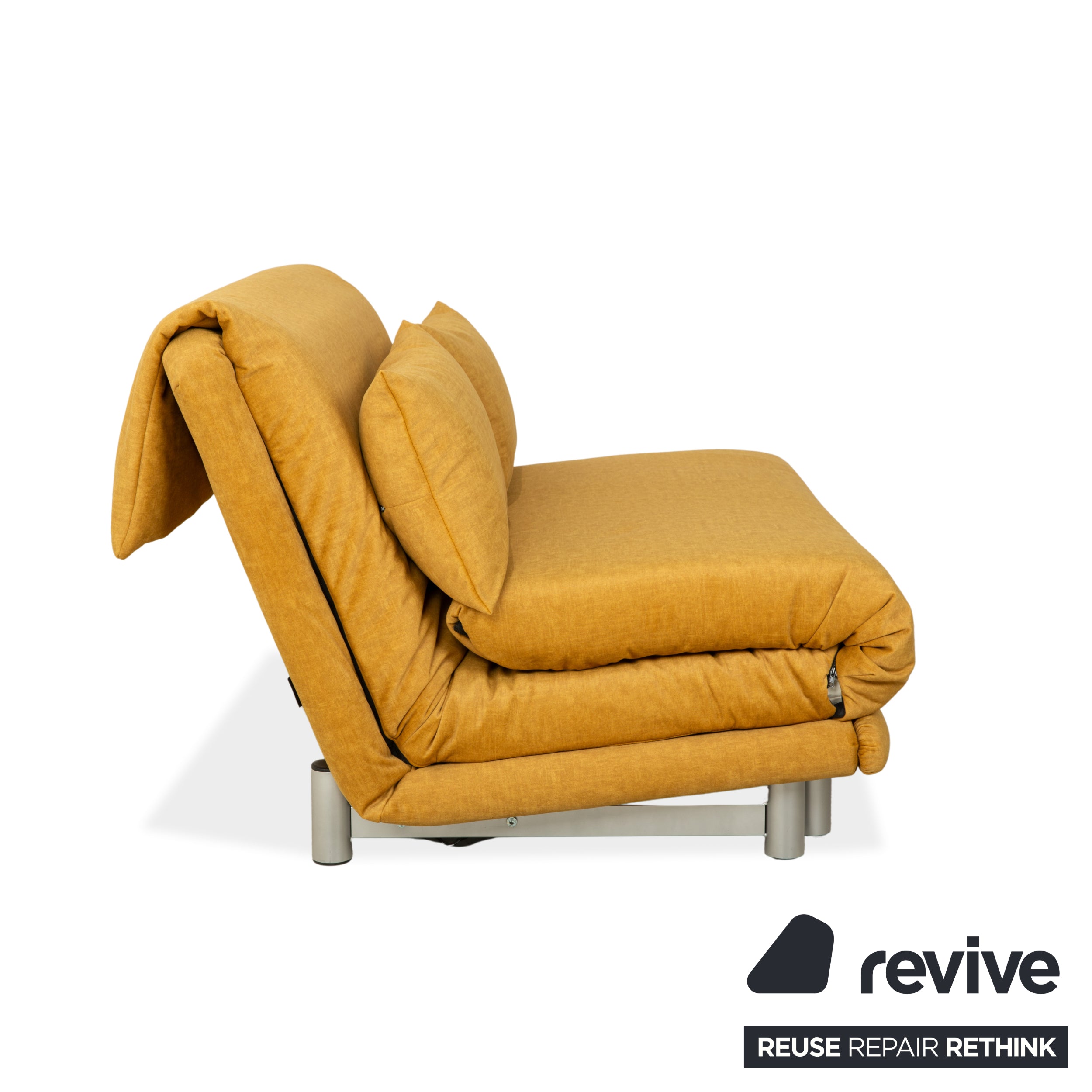 Ligne Roset Multy Zweisitzer Haustierfreundlich Kratzfest Stoff Gelb Silber manuelle Schlaffunktion Schlafsofa Couch Neubezug