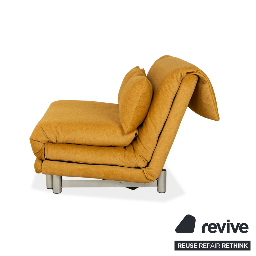 Ligne Roset Multy two-seater fabric yellow gold manual sleeper function sofa couch reupholstery