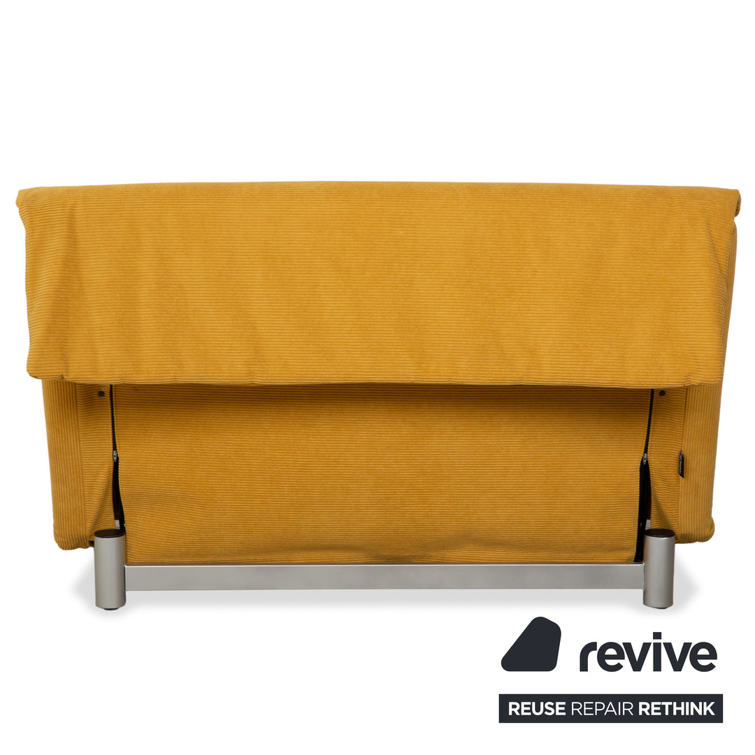 Ligne Roset Multy two-seater fabric yellow manual function sofa bed reupholstery