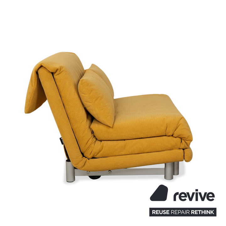 Ligne Roset Multy two-seater fabric yellow manual function sofa bed reupholstery