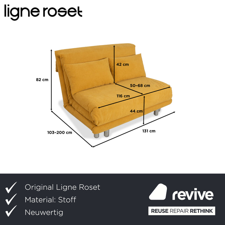 Ligne Roset Multy two-seater fabric yellow manual function sofa bed reupholstery