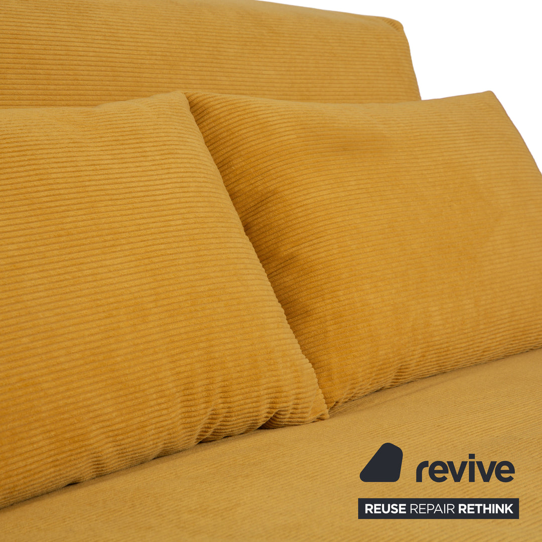 Ligne Roset Multy two-seater fabric yellow manual function sofa bed reupholstery
