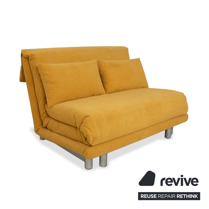 Ligne Roset Multy two-seater fabric yellow manual function sofa bed reupholstery