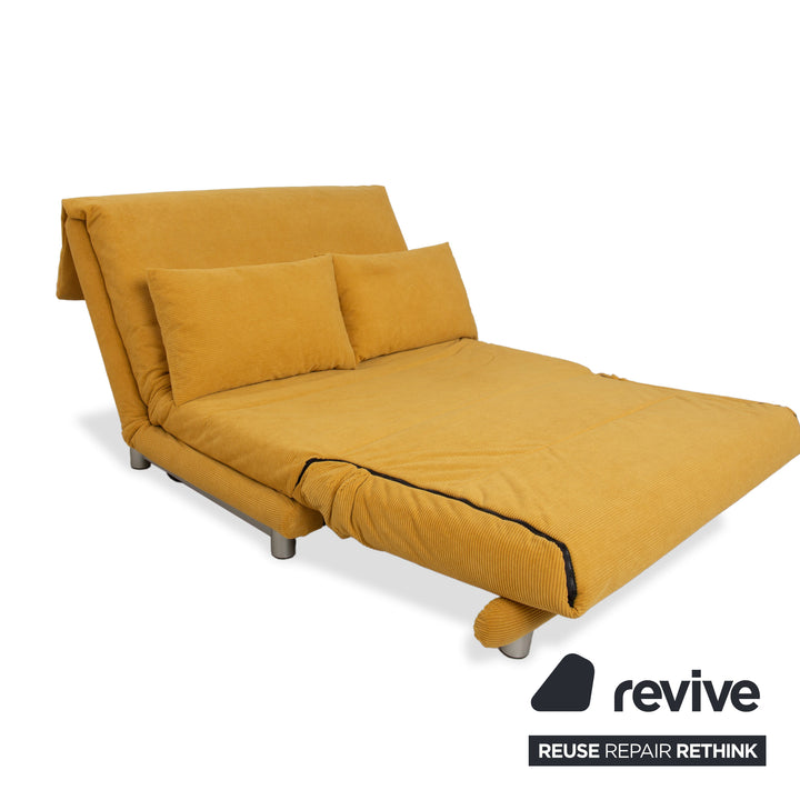 Ligne Roset Multy two-seater fabric yellow manual function sofa bed reupholstery