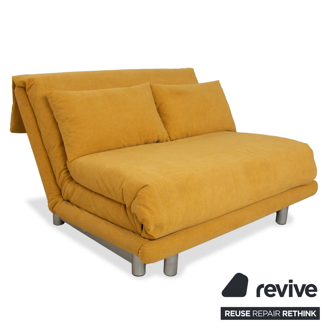 Ligne Roset Multy two-seater fabric yellow manual function sofa bed reupholstery