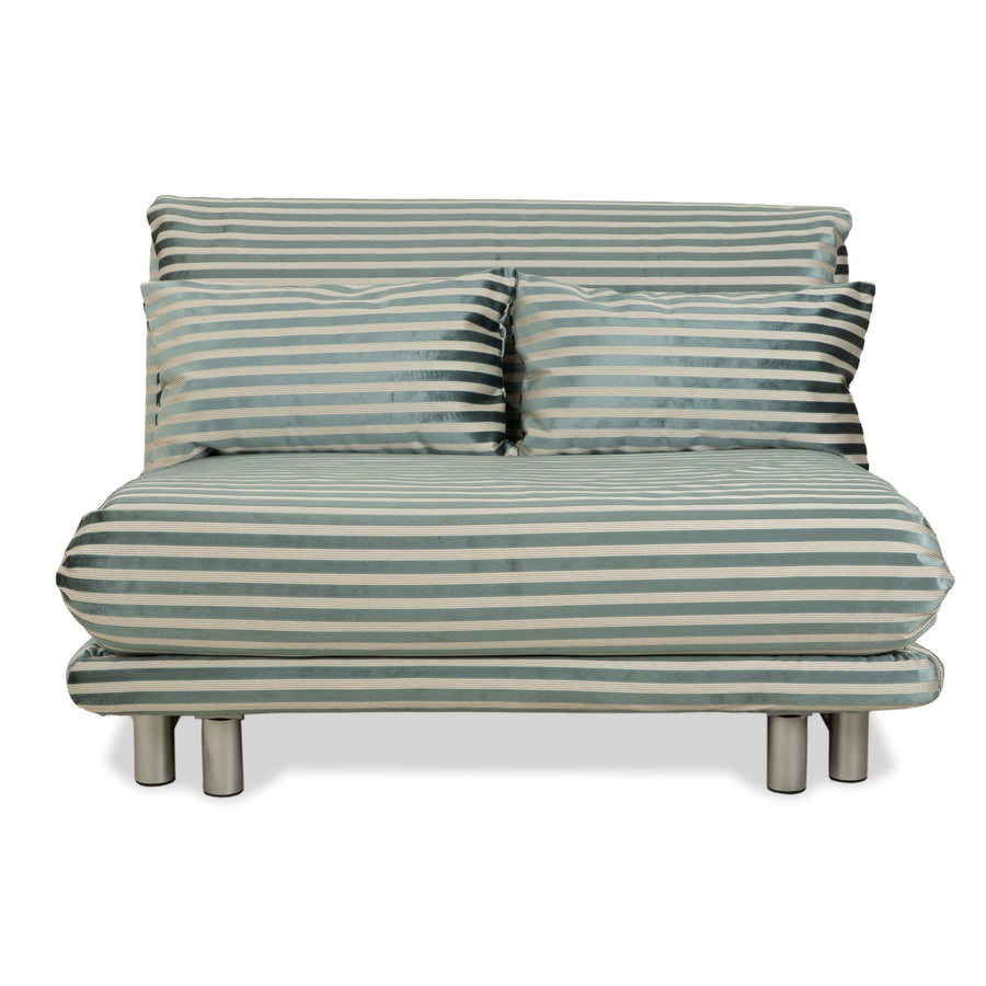 Ligne Roset Multy Zweisitzer Stoff Grün Silber gestreift manuelle Schlaffunktion Neubezug