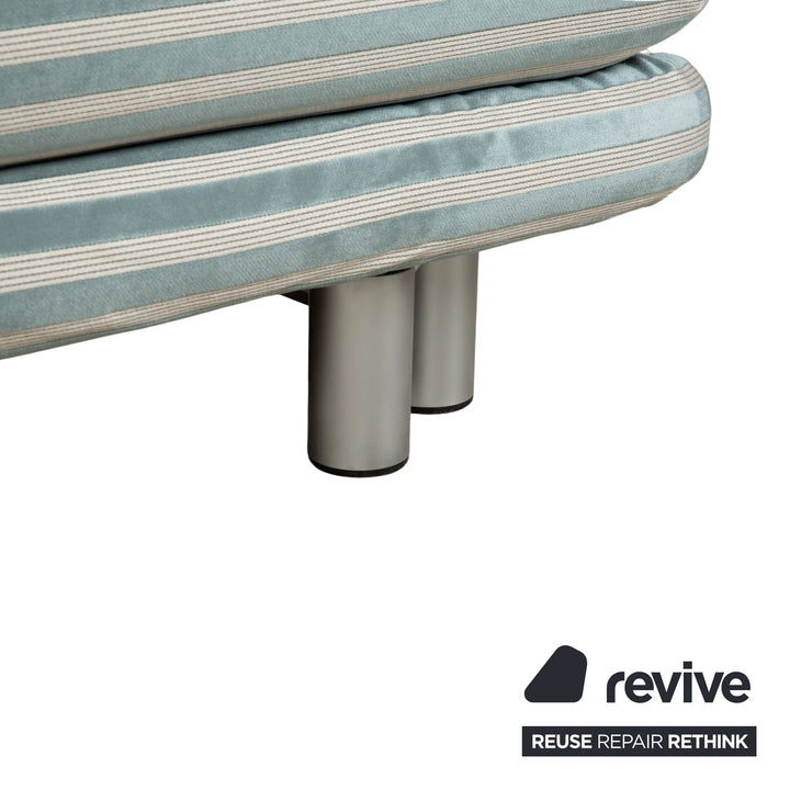 Ligne Roset Multy Zweisitzer Stoff Grün Silber gestreift manuelle Schlaffunktion Neubezug