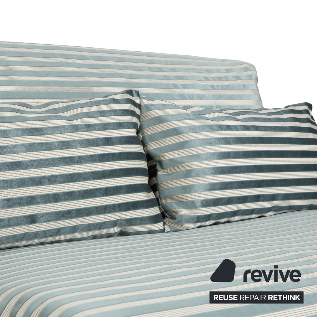 Ligne Roset Multy Zweisitzer Stoff Grün Silber gestreift manuelle Schlaffunktion Neubezug