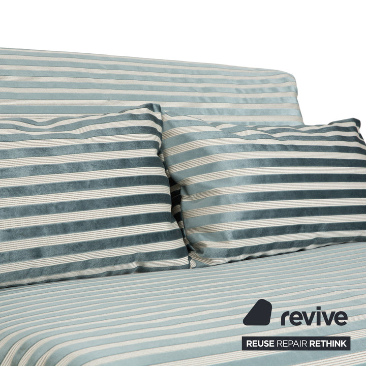 Ligne Roset Multy Zweisitzer Stoff Grün Silber gestreift manuelle Schlaffunktion Neubezug