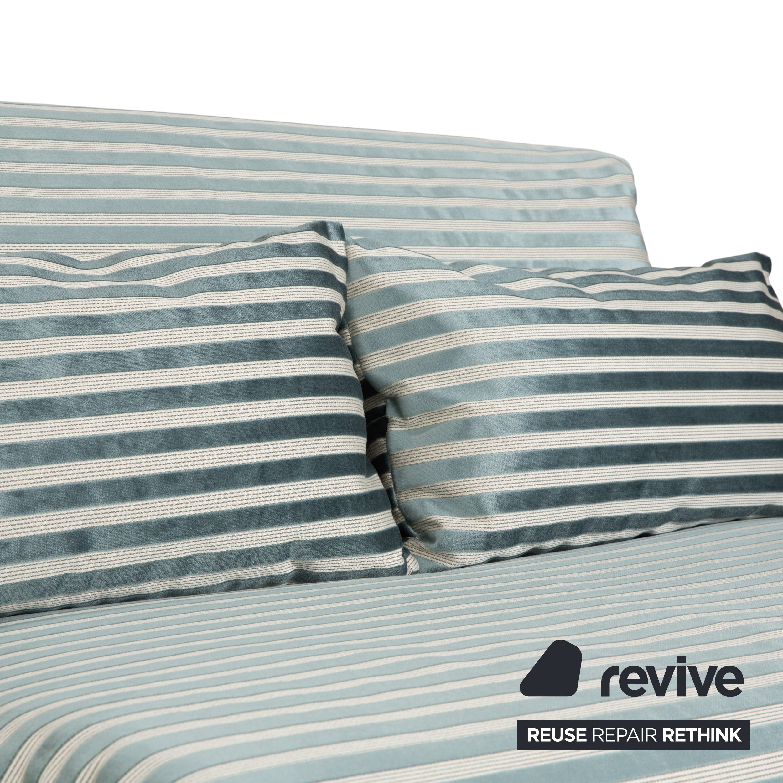 Ligne Roset Multy Zweisitzer Stoff Grün Silber gestreift manuelle Schlaffunktion Neubezug