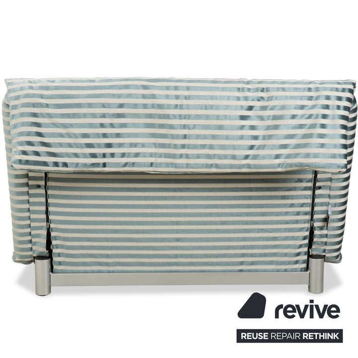 Ligne Roset Multy Zweisitzer Stoff Grün Silber gestreift manuelle Schlaffunktion Neubezug