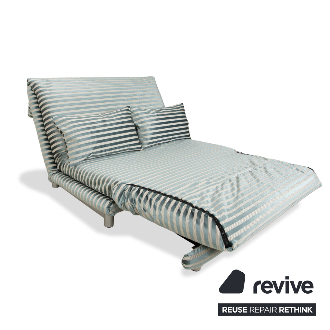 Ligne Roset Multy Zweisitzer Stoff Grün Silber gestreift manuelle Schlaffunktion Neubezug
