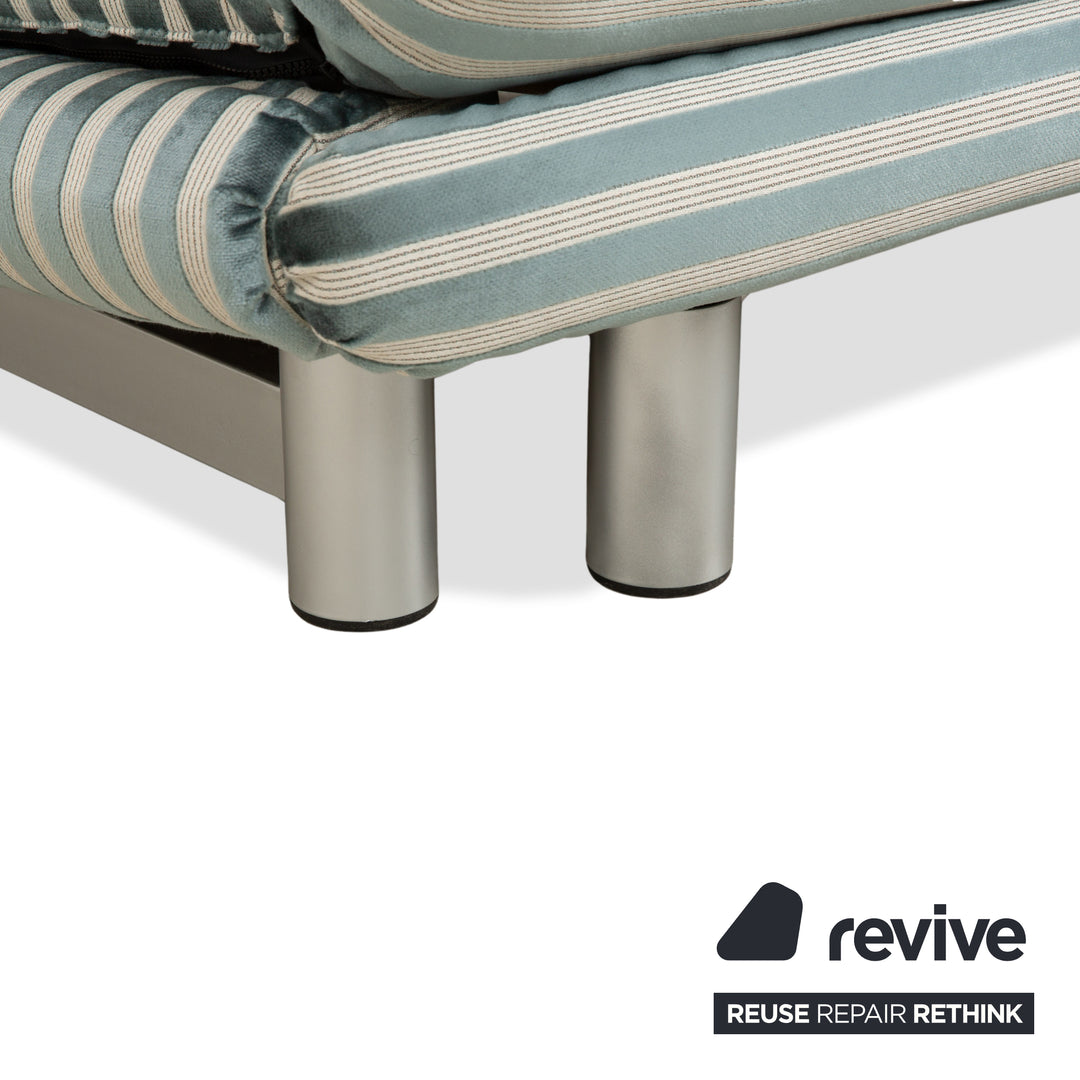 Ligne Roset Multy Zweisitzer Stoff Grün Silber gestreift manuelle Schlaffunktion Neubezug