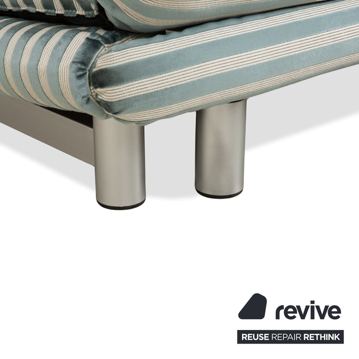 Ligne Roset Multy Zweisitzer Stoff Grün Silber gestreift manuelle Schlaffunktion Neubezug