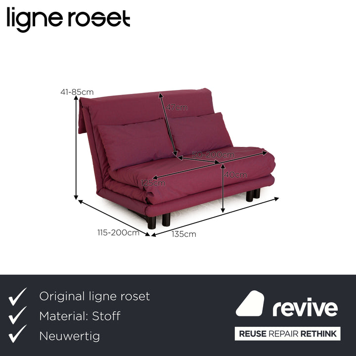 ligne roset Canapé convertible 2 places Multy en tissu violet housse neuve