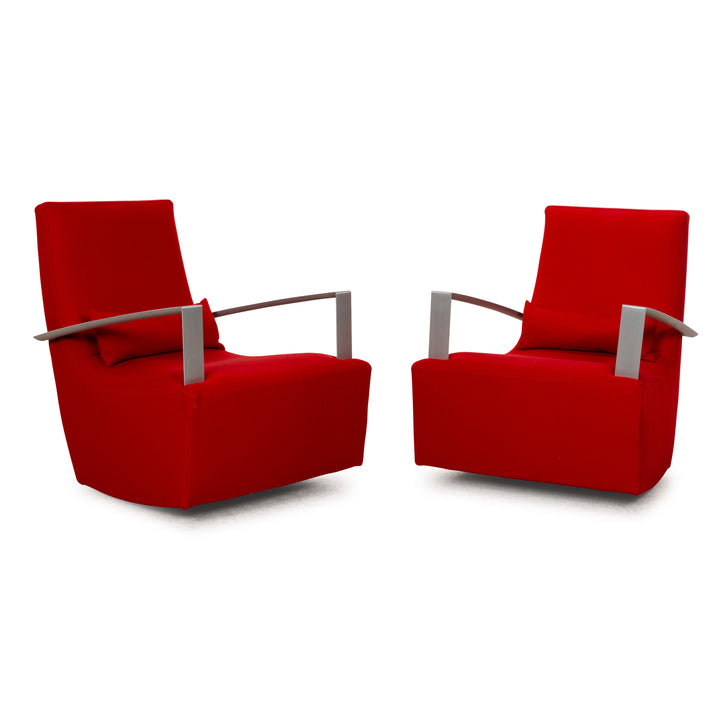 Ensemble de fauteuils en tissu Neo Ligne Roset Rouge