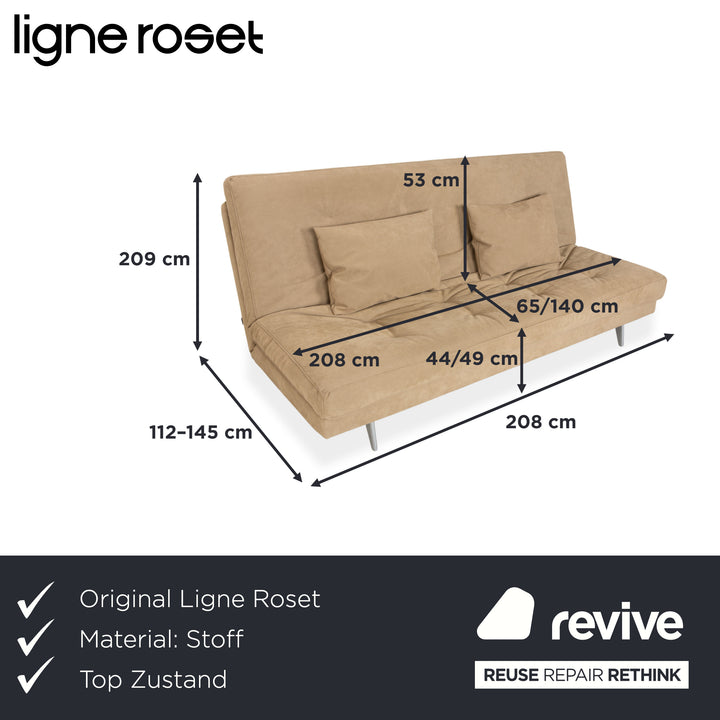 Ligne Roset Nomad fabric two-seater green grey khaki manual function sofa couch sleeper sofa