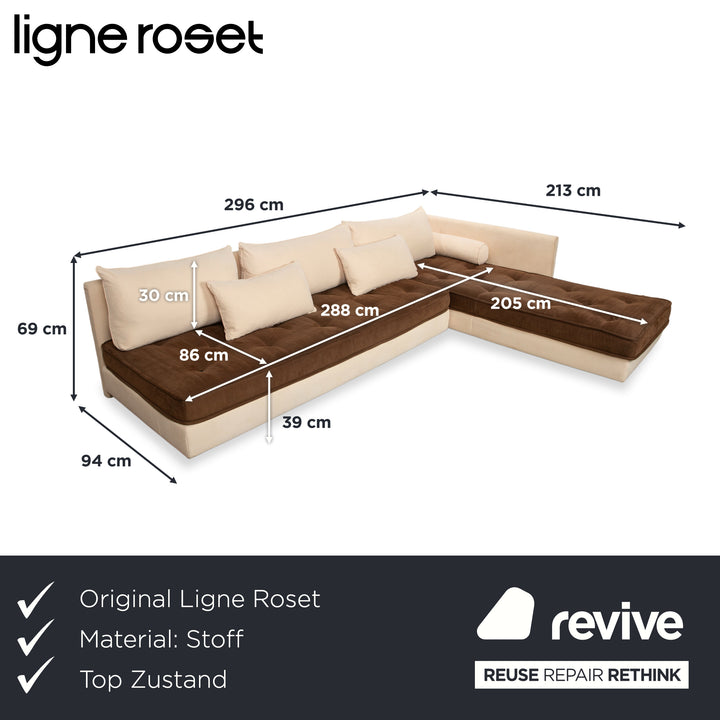 Ligne Roset Nomade 2 Stoff Ecksofa Creme Beige Braun