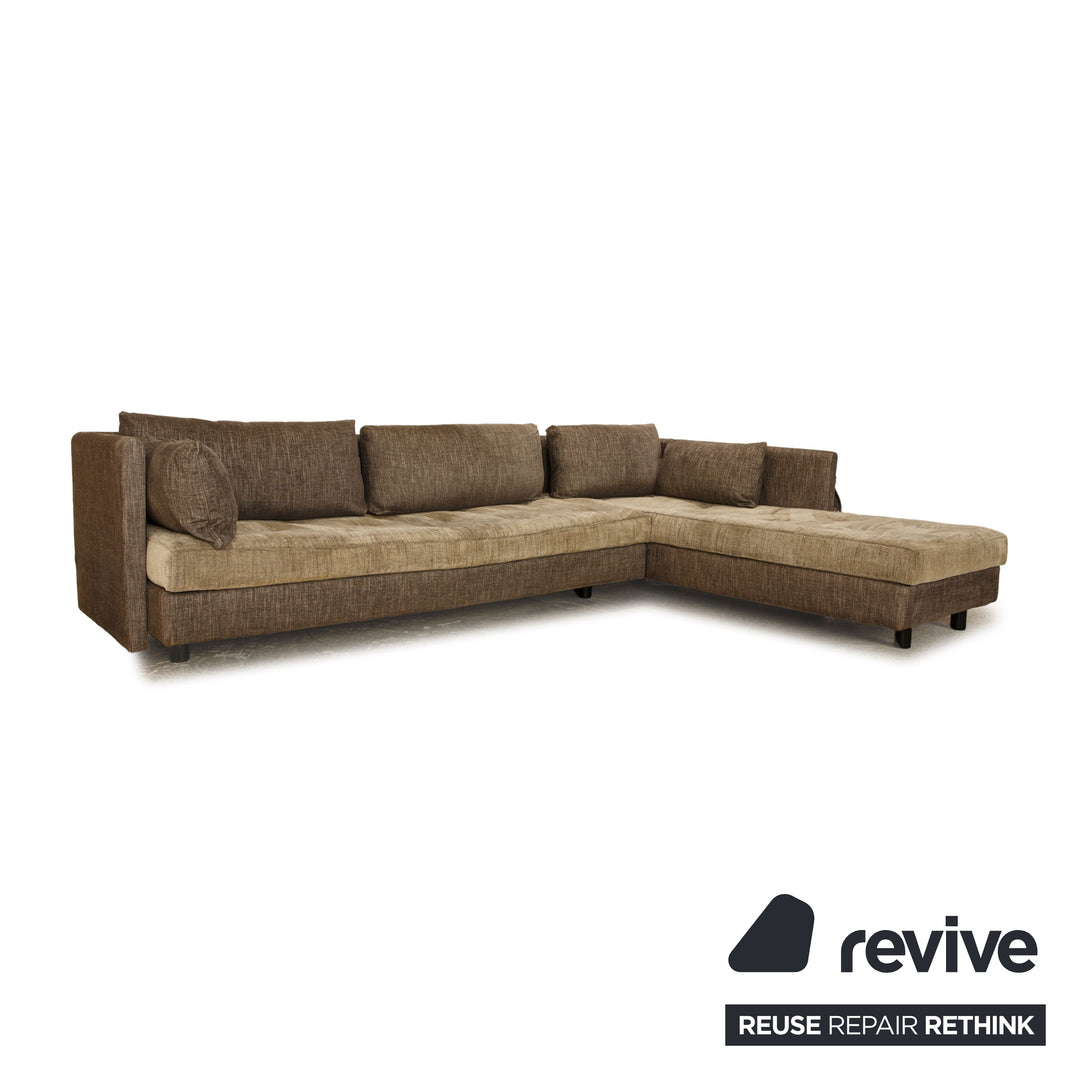 Ligne Roset Nomade stoffen hoekbank grijs bruin recamiere rechts bank sofa