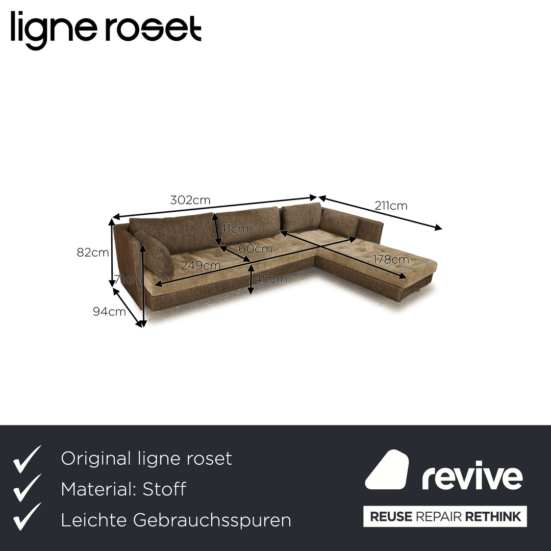 ligne roset Nomade fabric corner sofa grey brown chaise longue right sofa couch