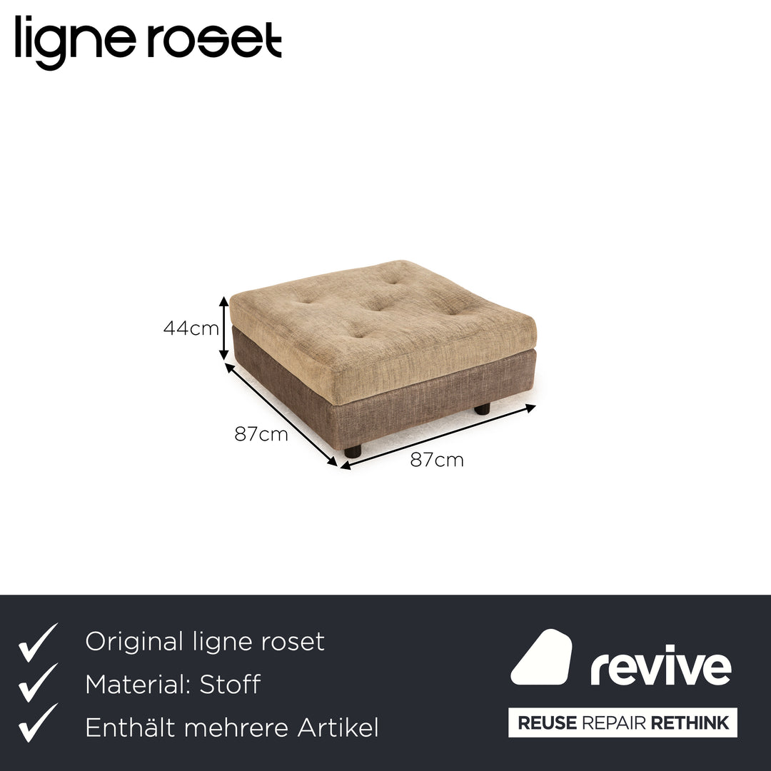 ligne roset Nomade stoffen bankstel grijs bruin recamière rechts bank bankstel