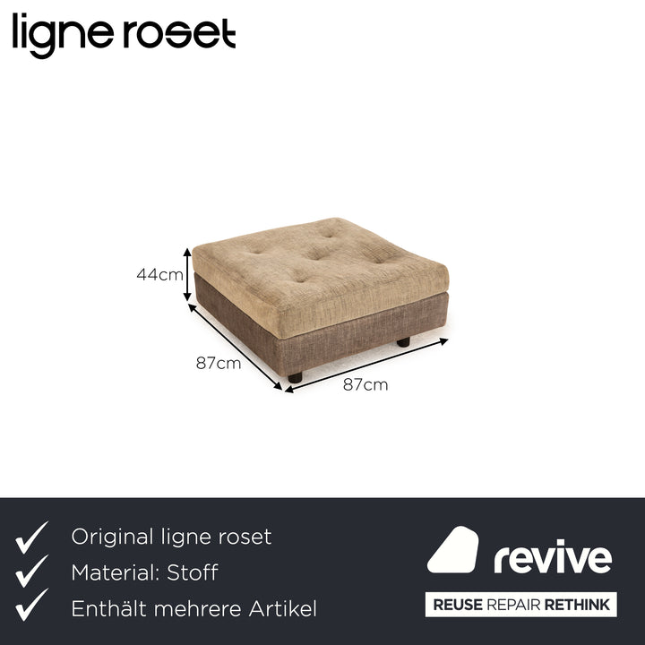 ligne roset Nomade stoffen bankstel grijs bruin recamière rechts bank bankstel