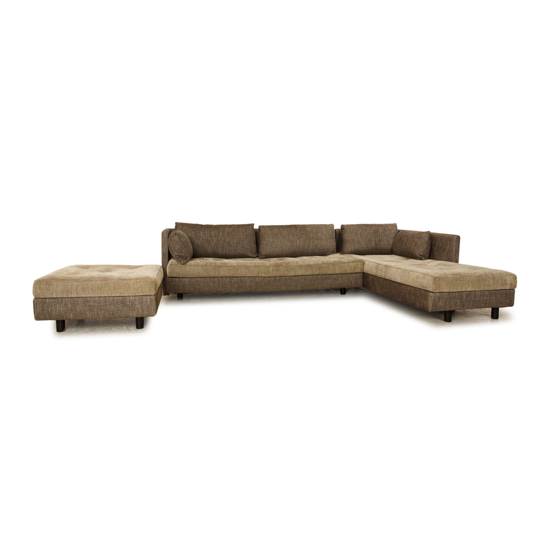ligne roset Nomade stoffen bankstel grijs bruin recamière rechts bank bankstel