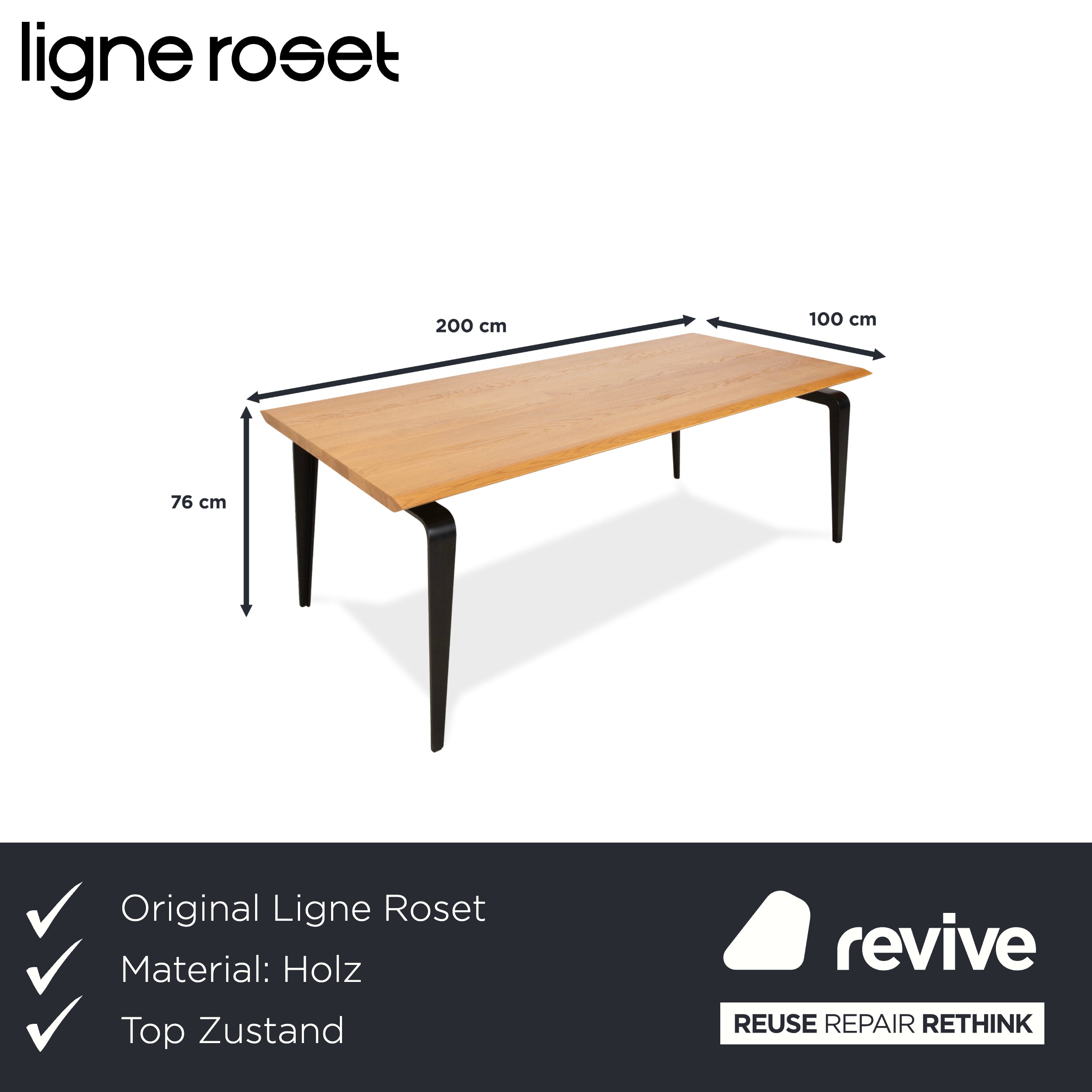 Table à manger en bois Odessa Ligne Roset marron 200 x 76 x 100 cm