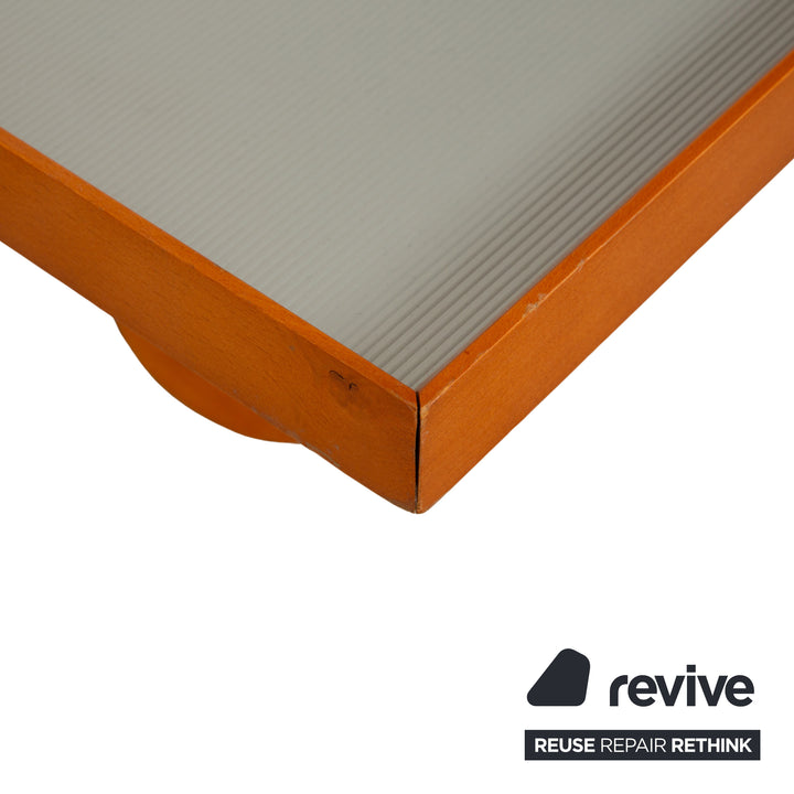 ligne roset Parallel wood aluminum coffee table white wheels