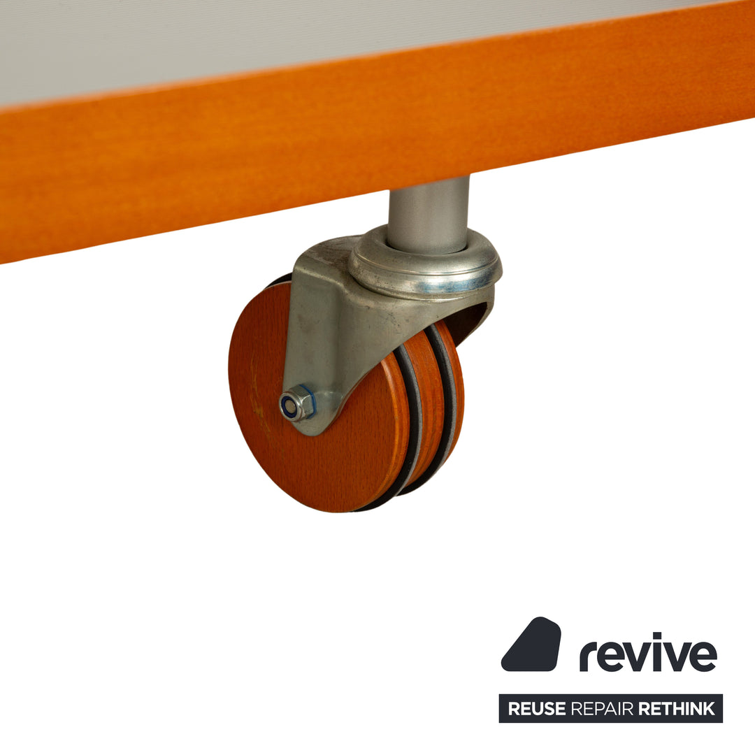 ligne roset Parallel wood aluminum coffee table white wheels