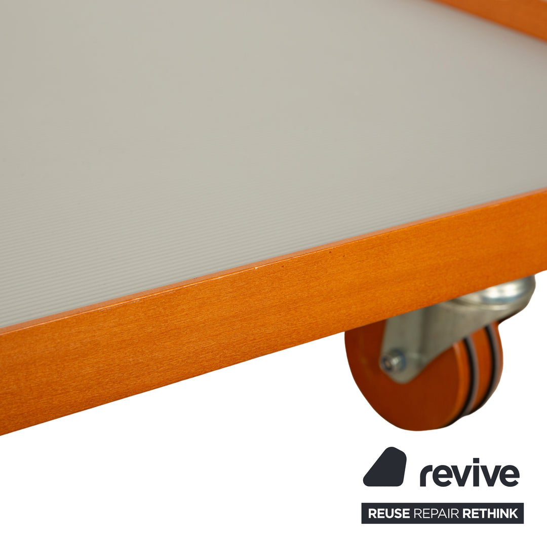 ligne roset Parallel wood aluminum coffee table white wheels