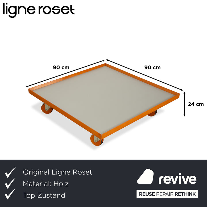 ligne roset Parallel wood aluminum coffee table white wheels