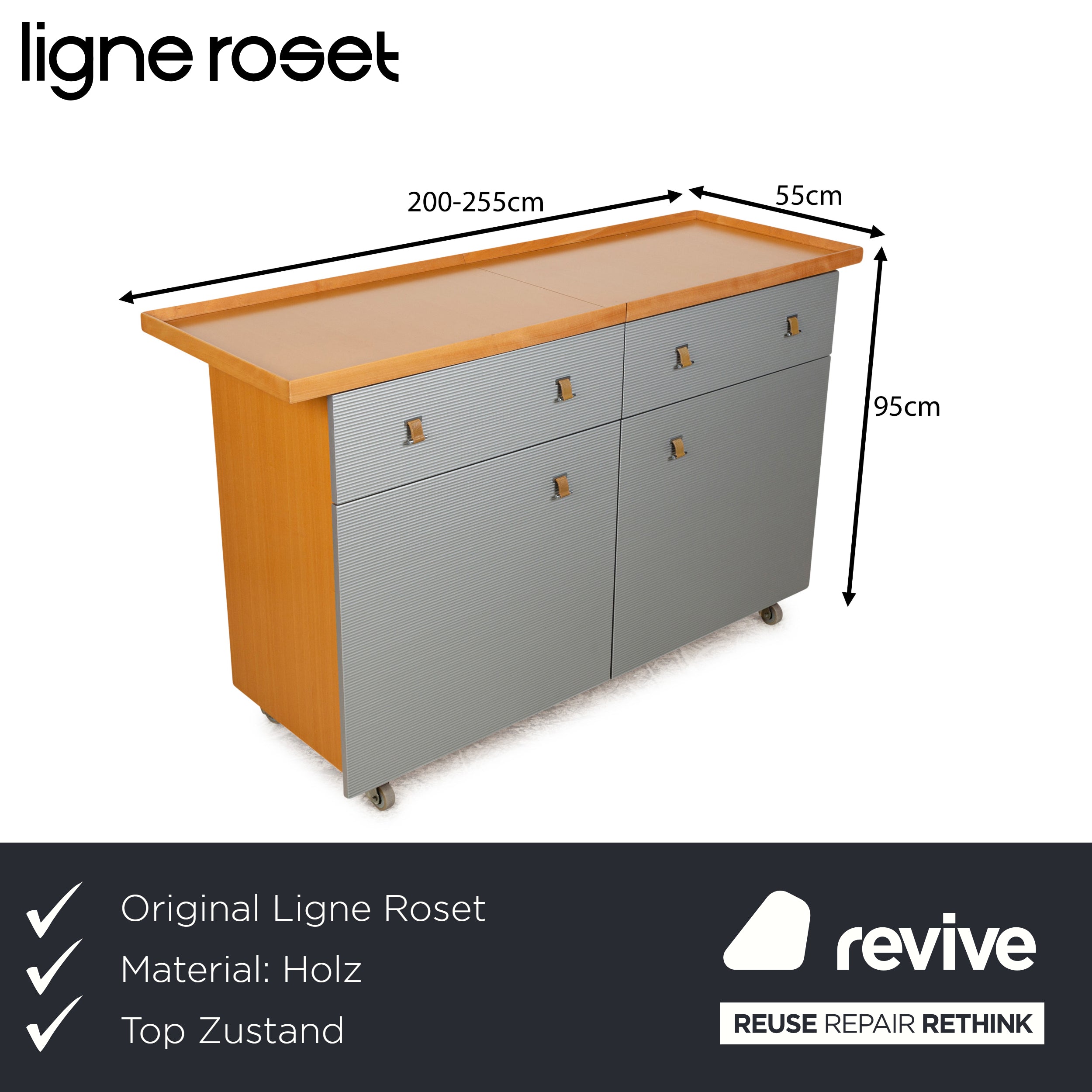 Ligne Roset Parallel Wood Sideboard Silver Brown