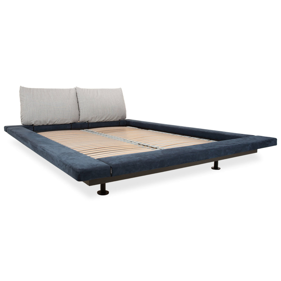Ligne Roset Peter Maly 2 Stoff Bett Blau Grau Doppelbett manuelle Funktion