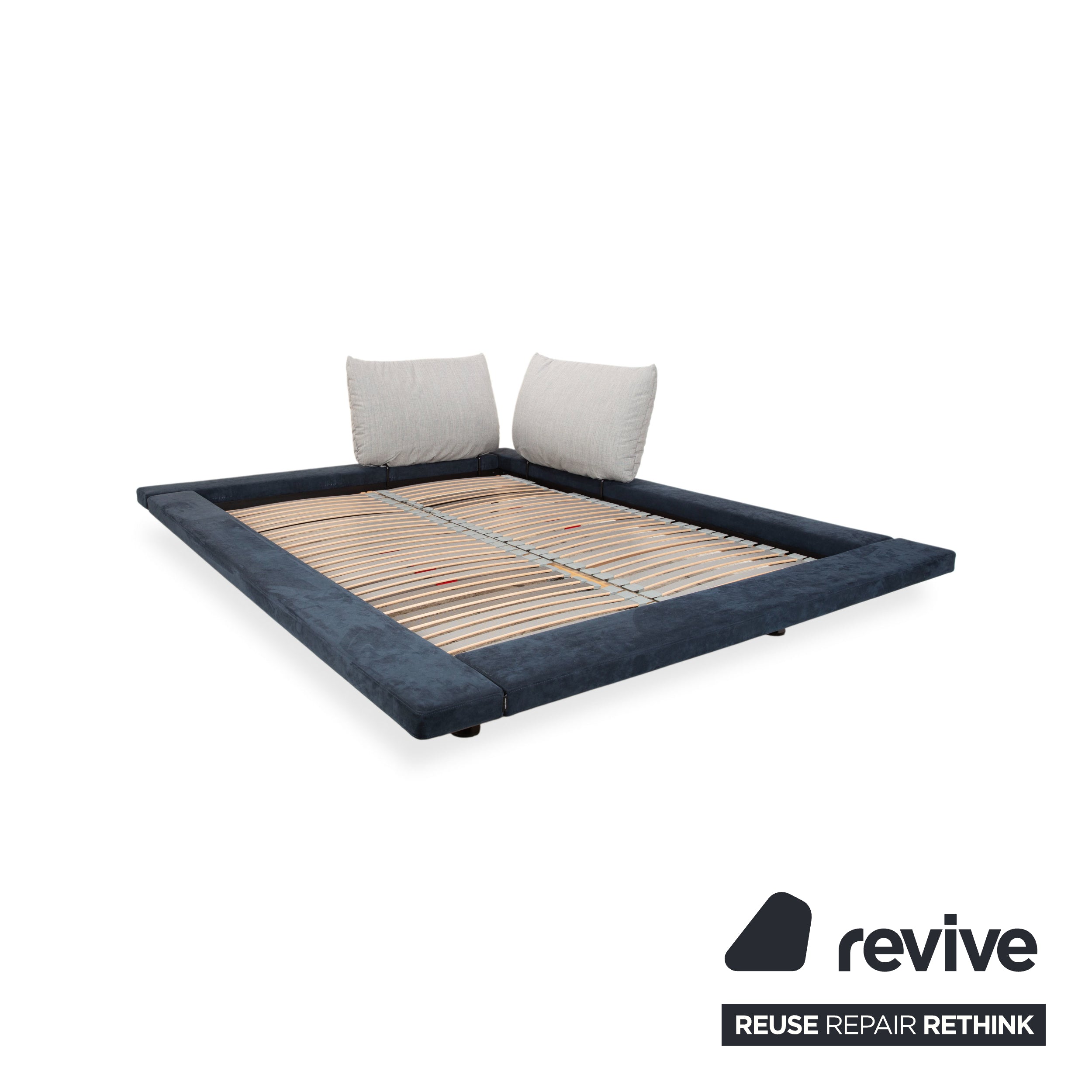 Ligne Roset Peter Maly 2 Stoff Bett Blau Grau Doppelbett manuelle Funktion