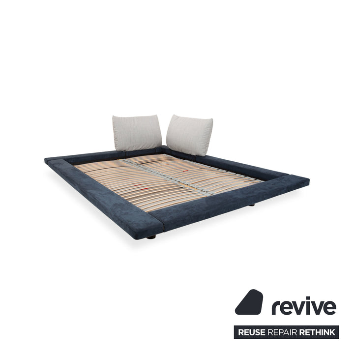 Ligne Roset Peter Maly 2 Stoff Bett Blau Grau Doppelbett manuelle Funktion