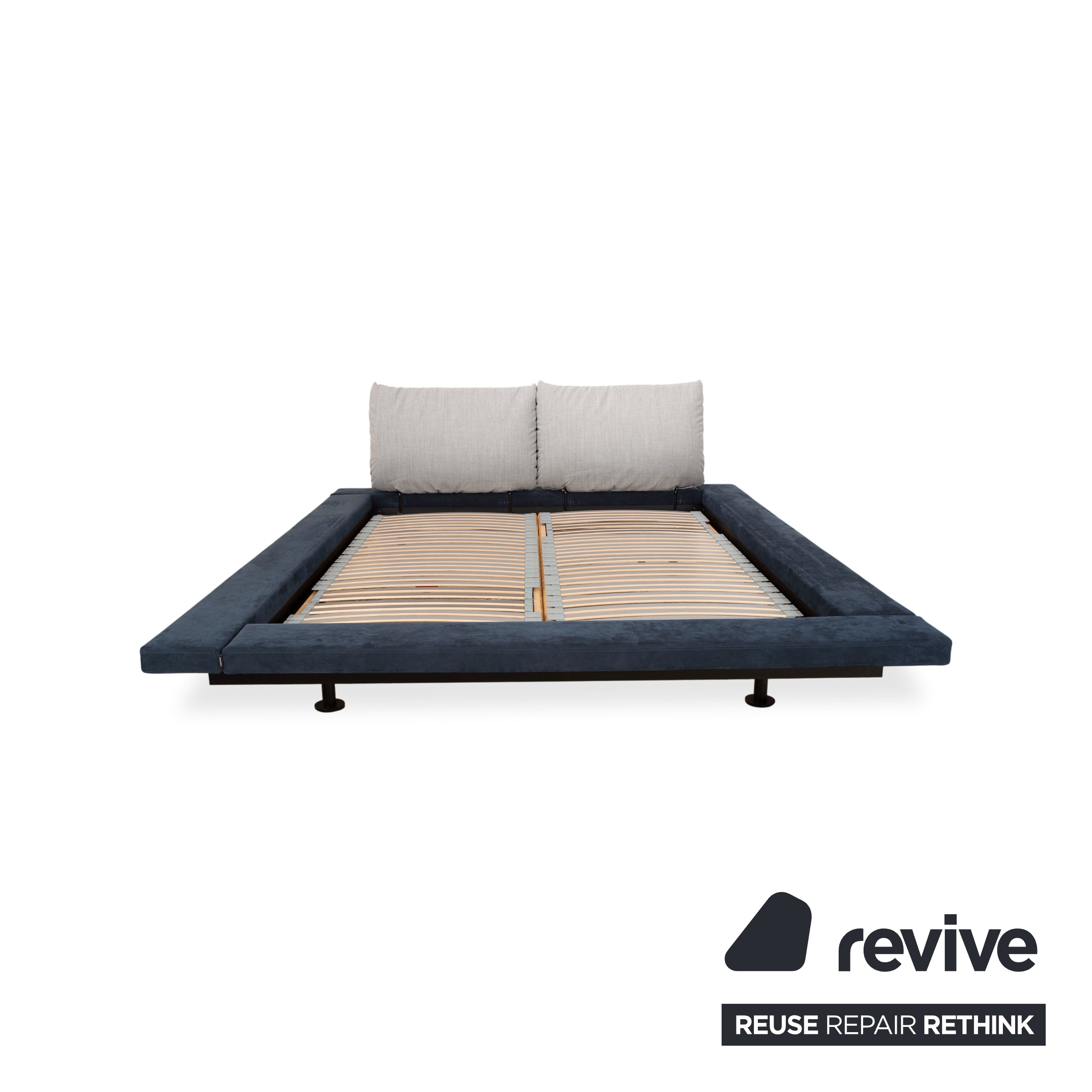 Ligne Roset Peter Maly 2 Stoff Bett Blau Grau Doppelbett manuelle Funktion
