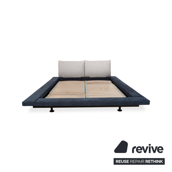 Ligne Roset Peter Maly 2 Stoff Bett Blau Grau Doppelbett manuelle Funktion