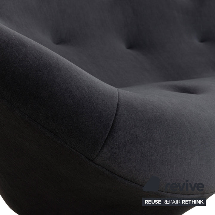 Ligne Roset Ploum Stoff Dreisitzer Anthrazit Grau Sofa Couch Hochlehner Anthracite Neubezug