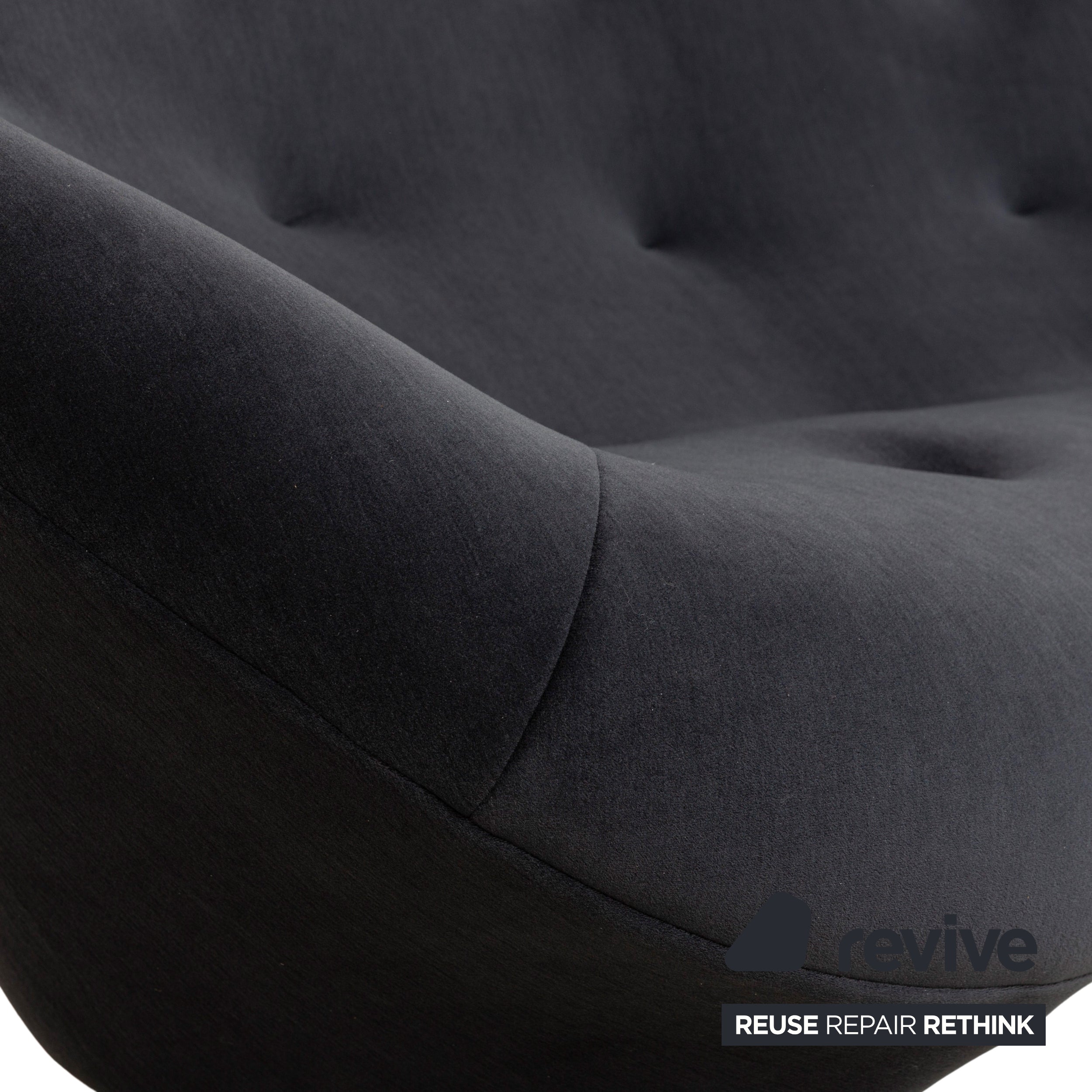 Ligne Roset Ploum Fabric Three-Seater Anthracite Grey Sofa Couch High Back Anthracite New Cover