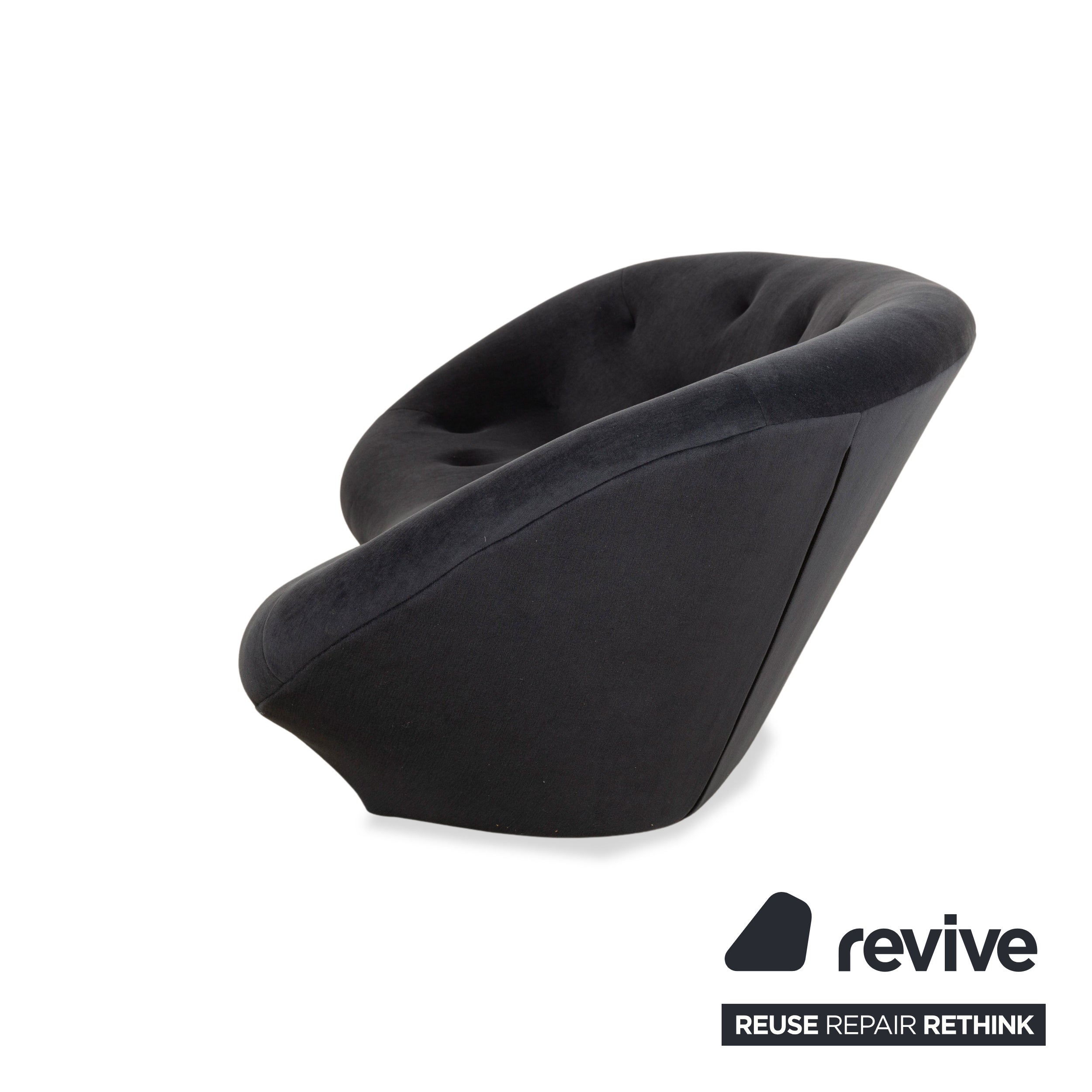 Ligne Roset Ploum Fabric Three-Seater Anthracite Grey Sofa Couch High Back Anthracite New Cover