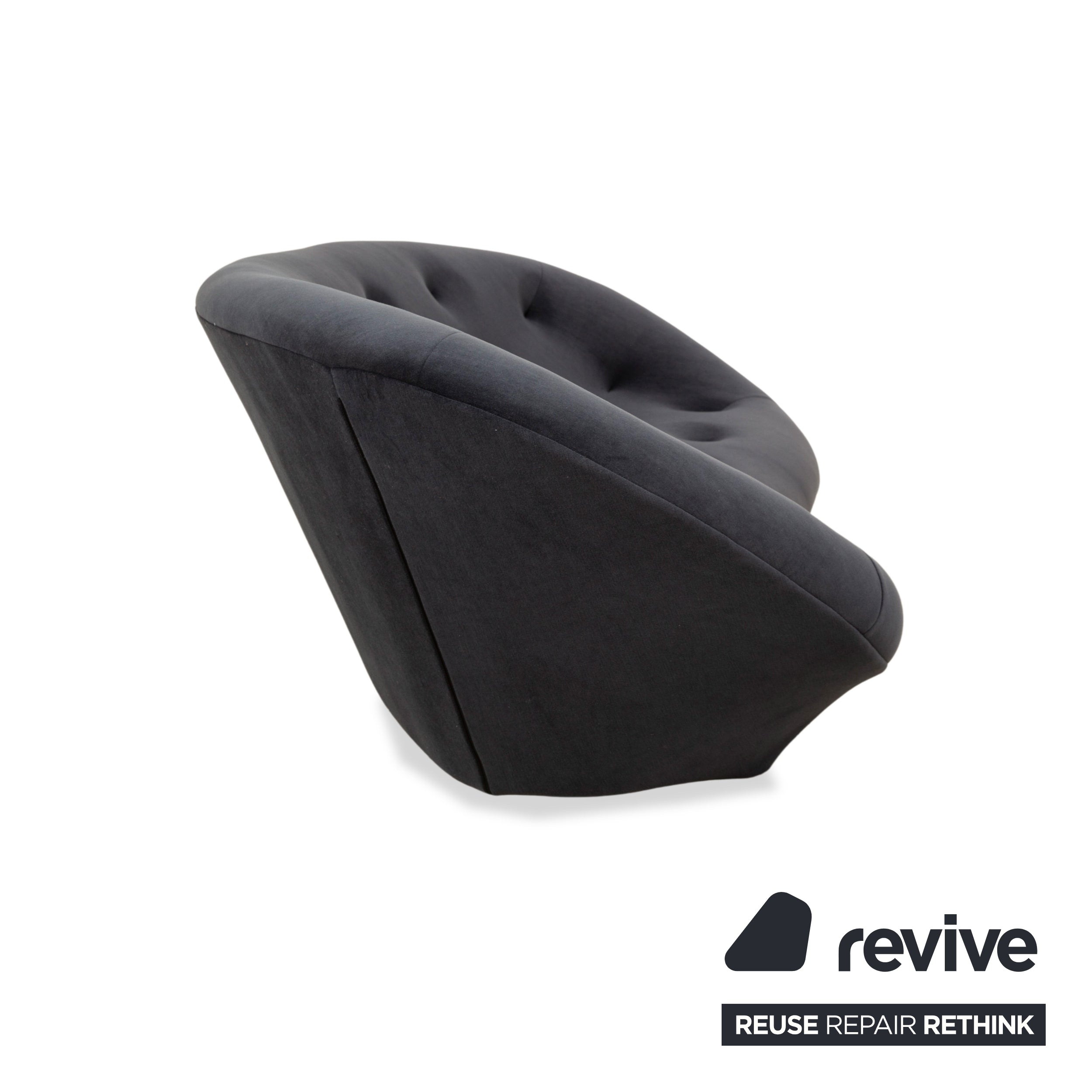 Ligne Roset Ploum Fabric Three-Seater Anthracite Grey Sofa Couch High Back Anthracite New Cover