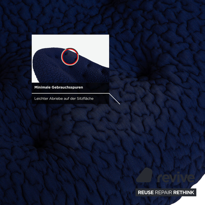 Ligne Roset PLOUM Fabric Three-Seater Blue Purple Sofa Couch 3-Seater High Back MOBY/FR SAFIR