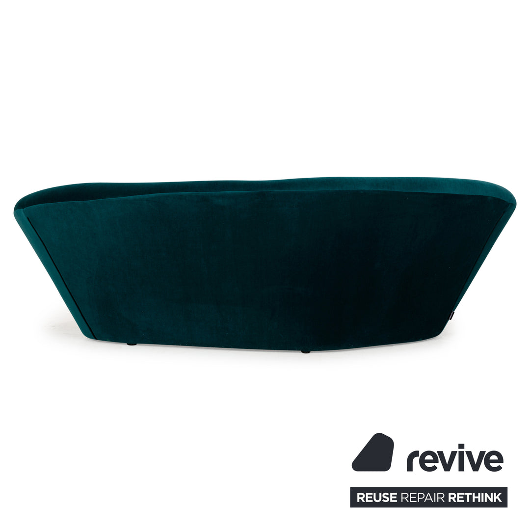 Ligne Roset Ploum fabric three-seater petroleum green blue sofa couch high-back reupholstery